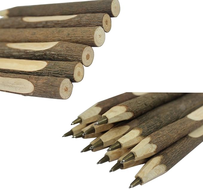 Handmade Wooden Ballpoint Pen Creative Original Ecological Wood Pen Long Style (about 6.7 inches, 17 cm) - 12 pcs