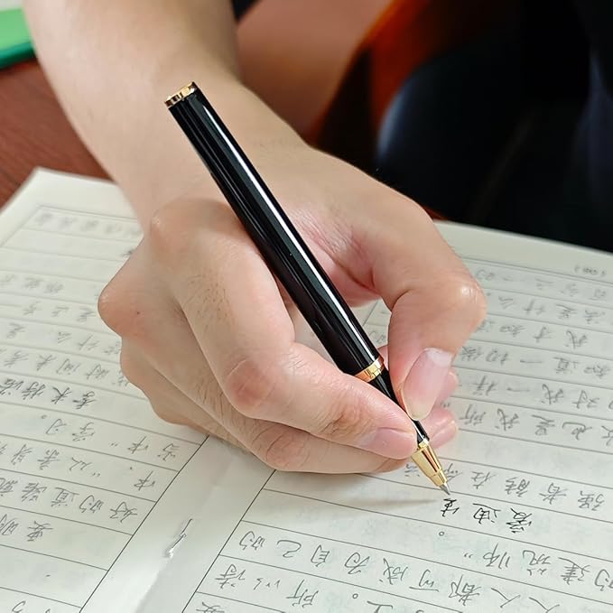 Luxury Ballpoint Pen, 24k Gold Trim, Best Rollerball Pen Gift Set for Men and Women, Perfect for Signature Executive Office, Beautiful Pen Gift Box, Writing and Drawing (Black)