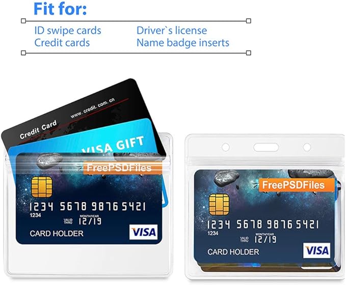 Bird Fiy Lanyards with id Holder Name Badges 50 Pcs Waterproof Type Clear Plastic Horizontal Name Tag Badge Id Card and 50 Pcs Lanyard (Red)