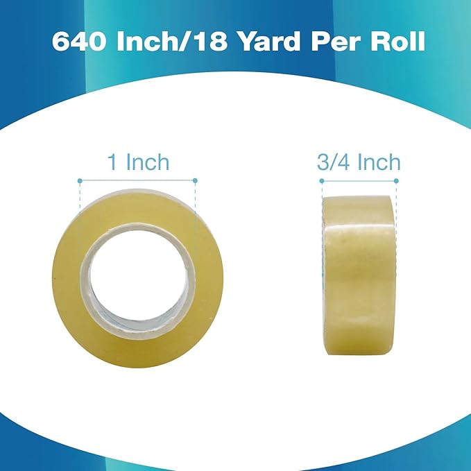 Blue Lake ECOLIFE Tape Dispenser Desk，Plastic-Free Tape Dispenser with 4 Rolls 3/4 in x 640 in Transparent Tape, Tape Dispenser Desk for Gift Wrapping, Office, Home, School