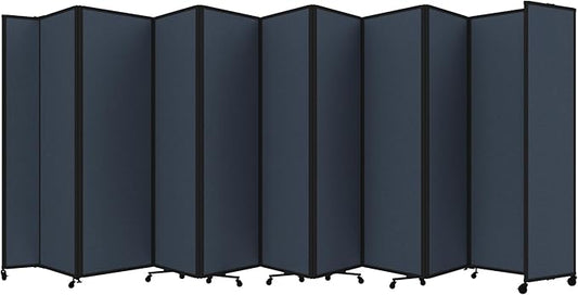 Versare Room Divider 360 Portable Wall Partition | Folding Panels | Large Freestanding Divider | Locking Wheels | Temporary Room Separator | 25' x 7'6'', Ocean