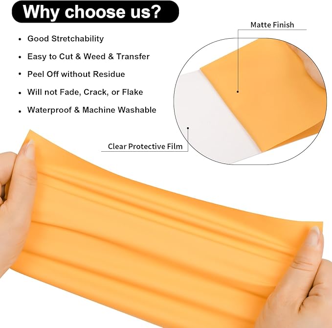 VINYL FROG Heat Transfer Vinyl Roll HTV Vinyl - 12" x5ft Pale Orange Iron on Vinyl for T-Shirts, Heat Press Vinyl for DIY Craft Designs (Pale Orange)