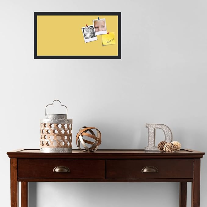 PinPix 24x12 Inch Cork Bulletin Board. This Decorative Framed Pin Board Comes with Honey Pastel Design and a Satin Black Frame. Ideal for Home Office Decor or Message Board (PinPix-1810)