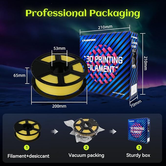 FLASHFORGE Glow in The Dark Rapid PLA Filament 1.75mm, High Flow Speedy 3D Printer Filament Luminous Yellow, Max 500mm/s High-Speed Printing, High Brightness and Long-Lasting Glowing Effect