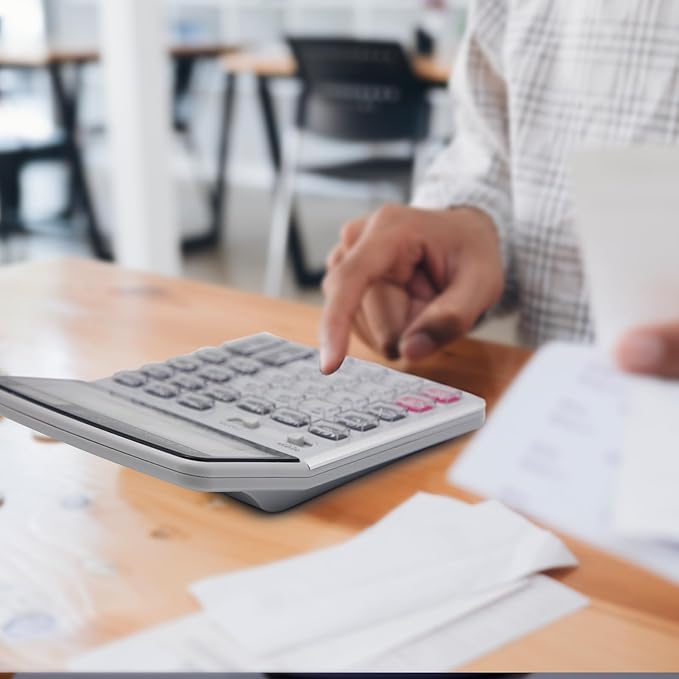 OFFIDIX Desk Calculator 12 Digits Extra Large LCD Display,Big Buttons Dual Power Solar Calculator for Office,Work,Business,Home and School