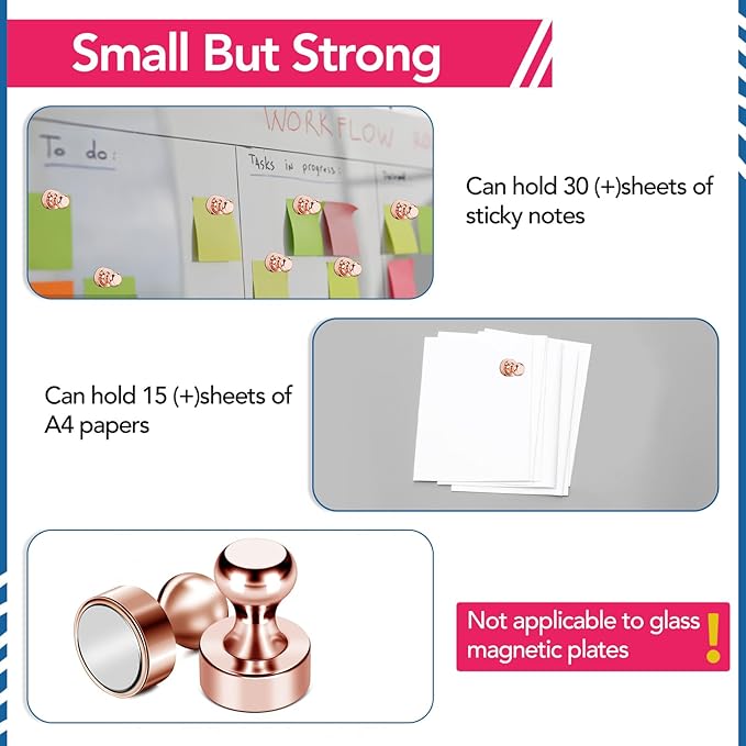 LOVIMAG Fridge Magnets 18Pcs Refrigerator Whiteboard Small Strong Magnet Classroom Kitchen Accessories Decorative Locker Set Decor Must Haves Office Calendar Refrigerador Magnetic Cute Rose Gold