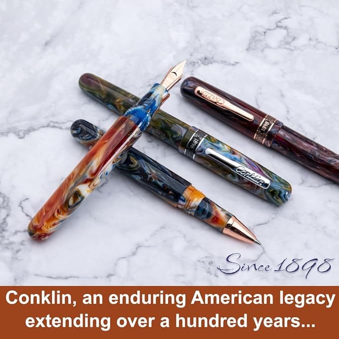Conklin 1898 Fountain Pen, Misto Orange - Stub Nib | Unique Resin Pen with Luxury Design | JoWo Stainless Steel Nib Made in Germany | Ideal for Calligraphy Enthusiasts