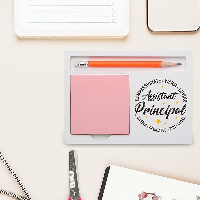 Assistant Principal Gifts Inspirational Desk Organizer with Warm and Caring Message for Appreciation Farewell Retirement Recognition, Back to School Desk White Note Pad Holder XBCT7