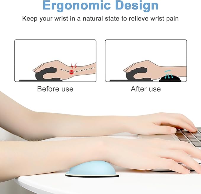 Dapesuom Mouse Wrist Rest, Ergonomic Memory Foam Mouse Wrist for Computer Desk Mats Support, Hand Rest Pad Cushion for Gaming, Office, Laptop, Men, Women, Pain Relief & Easy Typing, Sky Blue