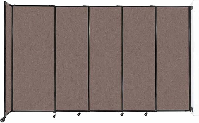 Wall-Mounted Sliding StraightWall Room Divider | Adjustable Widths | Locking Wheels | Room Separator | Up to 11'3" Wide x 6'10" Tall Latte Fabric Panels