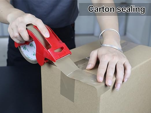 BOMEI PACK Brown Packing Tape with Dispenser, 2.6 Mil 1.88 Inch x 60 Yards, 6 Refills Rolls Moving Tape for Box Packaging, Shipping and Storage