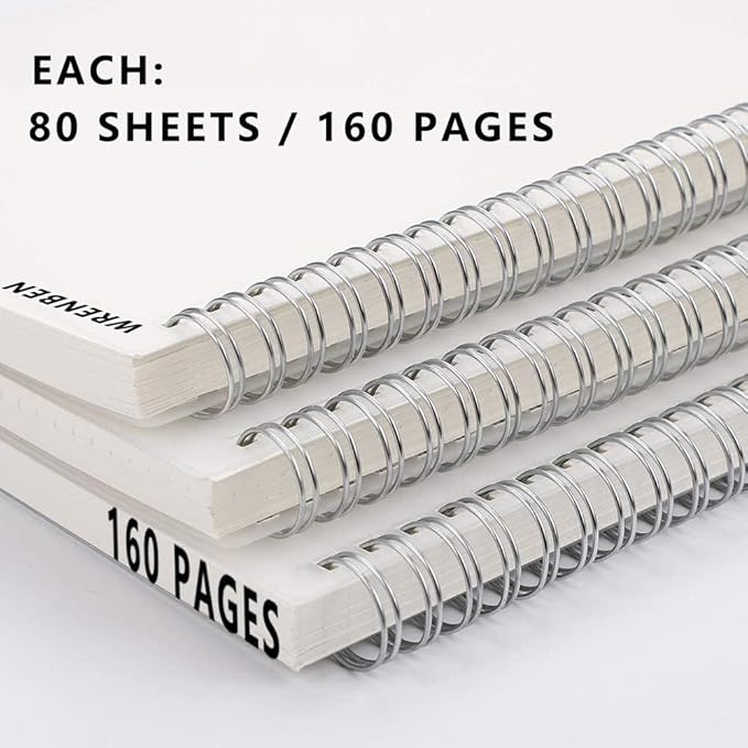 8.5" x 11" Dotted Spiral Notebook with 120 GSM Thick Paper, Removable Elastic Band and Transparent Hard Cover, 160 Pages per Notepad (2 Pack, A4)