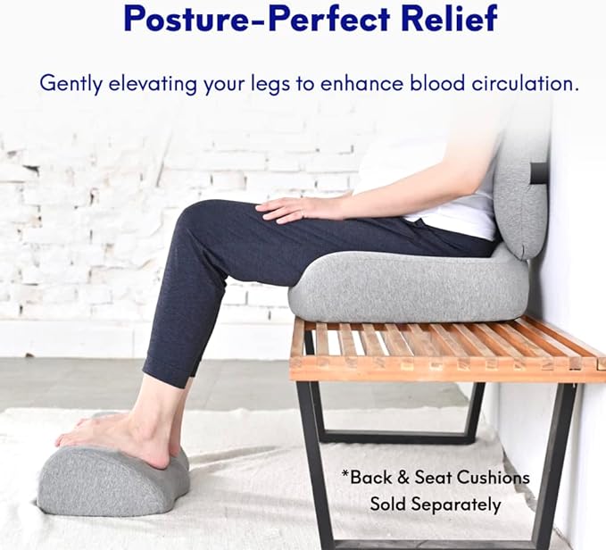 C CUSHION LAB Ergonomic Foot Rest for Under Desk - Patented Massage Ridge Design Memory Foam Foot Stool Pillow for Work, Home, Gaming, Computer, Office Chair - Footrest for Back and Hip Pain Relief