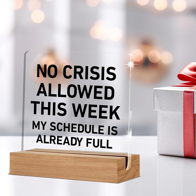 Boss Day Gifts, Cool Gifts for Bosses Women Men, Funny Boss Gift for Manager Coworker, No Crisis Allowed This Week Office Decorative Signs Plaque for Desk