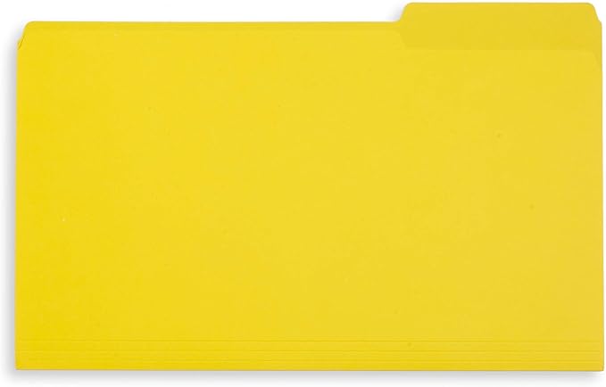 Blue Summit Supplies Yellow Legal File Folders, 1/3 Cut Tab, Legal Size, Great for Organizing and Easy File Storage, 100 Per Box