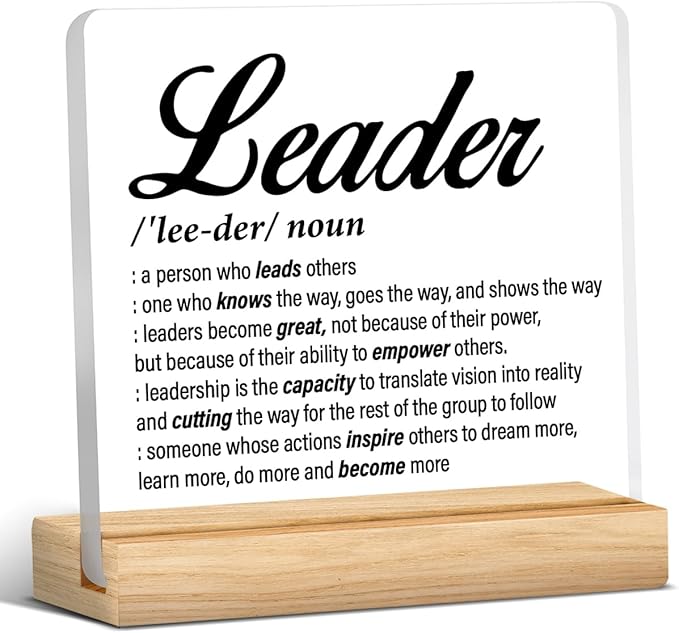Best Leader Gifts for Women & Men - Thank You Appreciation Gifts for Boss & Mentor - Acrylic Desk Sign Office Decor