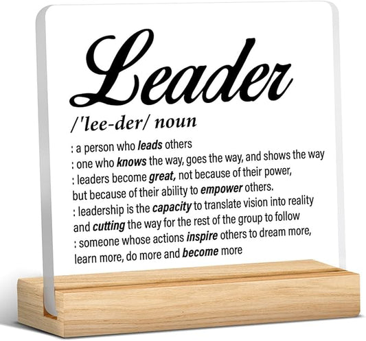 Best Leader Gifts for Women & Men - Thank You Appreciation Gifts for Boss & Mentor - Acrylic Desk Sign Office Decor