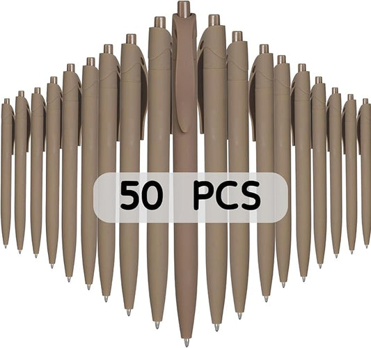 BallPoint Pens, 50 Pack (BLACK Ink),Bulk Pens, Brown Coffee Barrel,Click Pens for Office Home and School, Retractable Ballpoint Pens, Medium Point, 1.00MM (Brown/Coffee)