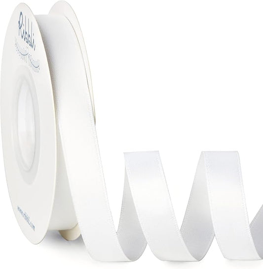 Ribbli Double Faced White Satin Ribbon,1/2” x Continuous 25 Yards,Use for Bows Bouquet,Gift Wrapping,Floral Arrangement