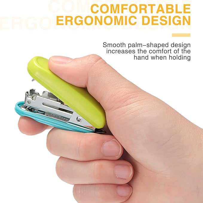 Leinuosen 6 Pack Mini Stapler with 1000 Staples Pink Small Stapler Multipack 16 Sheets Capacity Standard Staples with Box Desktop Remover for Kids School Office Supplies, 3 Colors