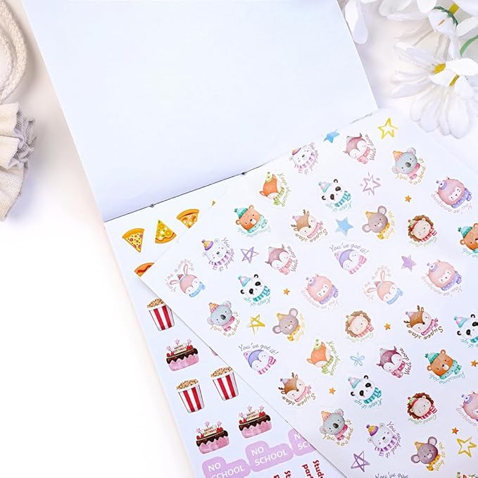 1700+ Planner Stickers Book, 24 Sheets Waterproof Repositionable Stickers for Journal, Bullet Planner, Scrapbook & Calendar, Functional Decorative Sticker Set & Gift (Cute Theme)