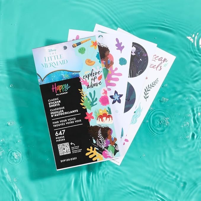 Happy Planner Disney The Little Mermaid, Classic Sticker Sheets, 647 pieces