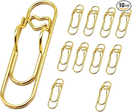 Heart Shaped Metal Pen Clip, Planner Writing Tool Holder, Thickened Carbon Steel, Not Deform/Discolor, for Notebooks Papers Journal Book Planner Jumbo Office Supplies (Gold 10 pcs)