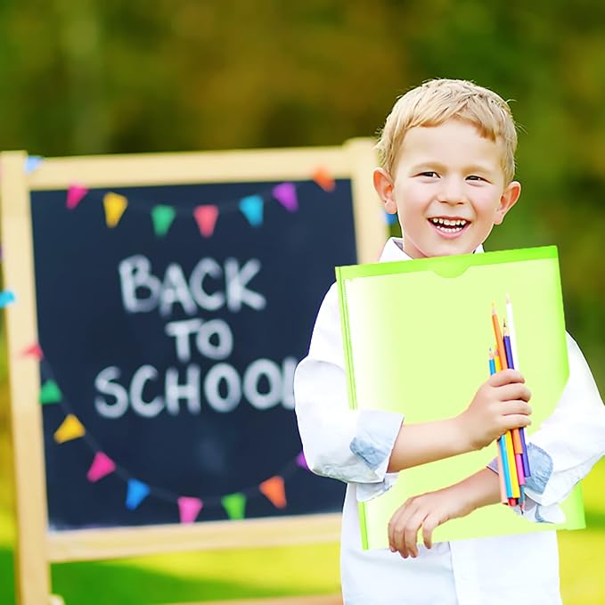 WOT I Heavy Duty Folders with Clear Front Pockets - 6 Pack, Extra Thick Plastic Folders with 3 Pocekts and 3 Prongs for Letter Size Paper/Card Slot/Assorted Colors/School/Work/Home Use