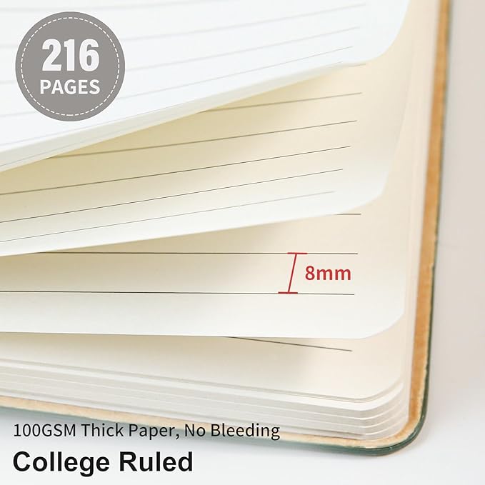 Lined Journal Notebook for Work College Ruled Note Book 5.79"x8.27" A5 PU Leather Daily Journaling 216 Pages for Women Men Writing Home School Supplies Business (Grey)