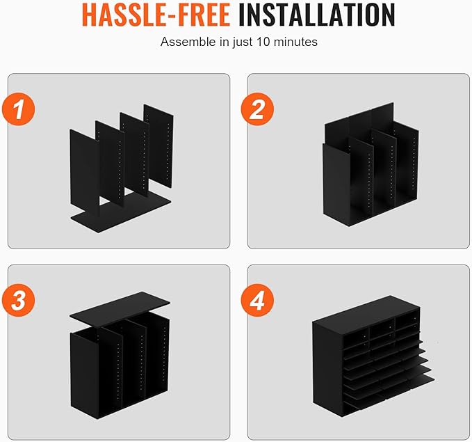 VEVOR Literature Organizers, 24 Compartments Office Mailbox with Adjustable Shelves, Wood Literature Sorter 29x12x24.4 inches for Office, Home, Classroom, Mailrooms Organization, EPA Certified Black