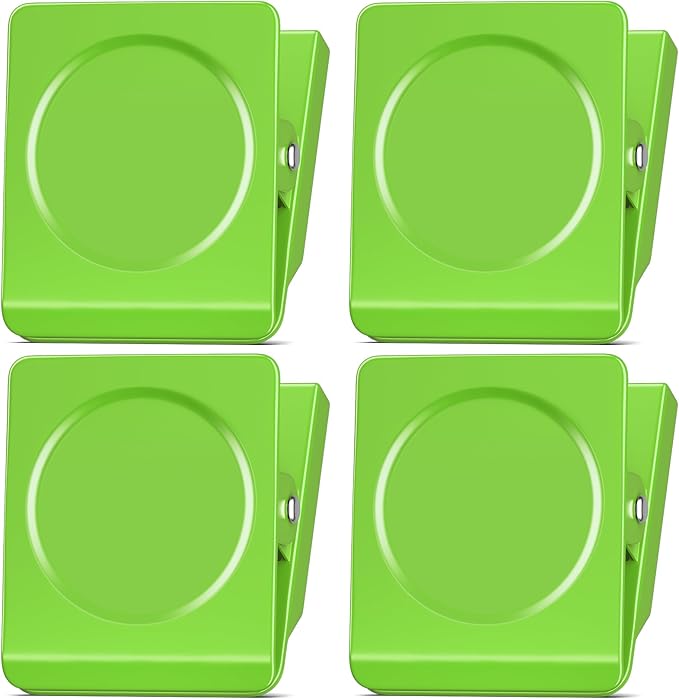 FINDMAG Extra Strong Magnetic Clips, Heavy Duty, Super Large, 4 Pack, Green