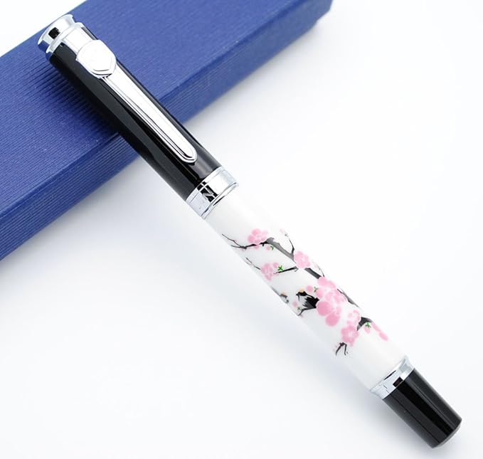 JINHAO 8802 Fountain Pen F Nib (Birds and Wintersweet Painting)