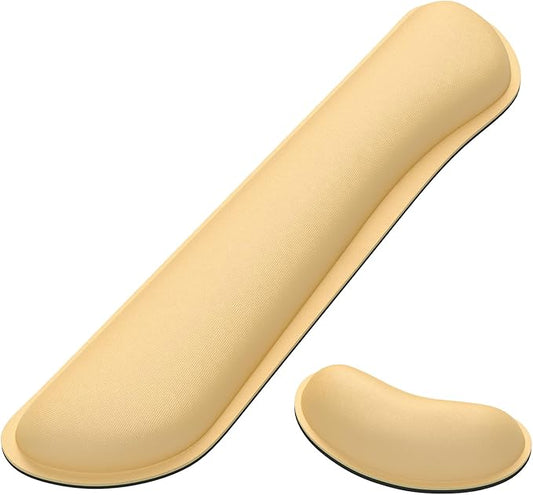 Dapesuom Enlarge Keyboard Wrist Rest, Memory Foam Wrist Cushion for Desk Mats Support, Cute Typing Pain Relief Keyboard Mouse Pad Rests Set with Non-Slip Base for Gaming Laptop Office, Navajo White