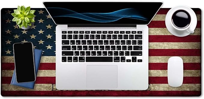 SSOIU Desk Mat,Large Mouse Pad 35.5" x 15.7" XXL Extended Gaming Mouse Pad Mat with Non-Slip Base Stitched Edge Mousepad for Computer,Office,Keyboard and Laptop - Don't Tread On Me American US Flag