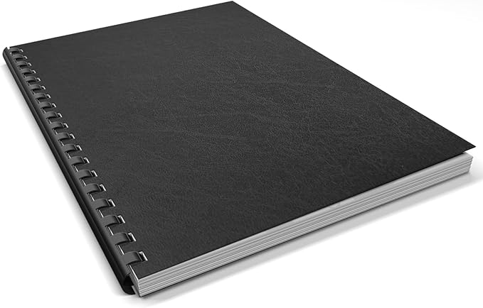 Binditek 50 Pack 12 Mil Leather-Textured Midweight Polycovers, Plastic Binding Presentation Covers, 8-1/2 x 11" Letter Size, Square Corners, Un-Punched, Black