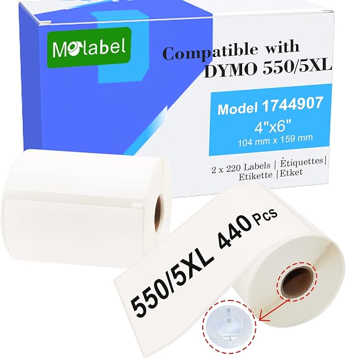 Replacement for Shipping Labels 4"x6" Direct Thermal Printer Labels 4XL 5XL 1744907 Lables for Dymo Roll,Zebra,Address Internet Postage Thermal Labels[2 Rolls,440 Labels]