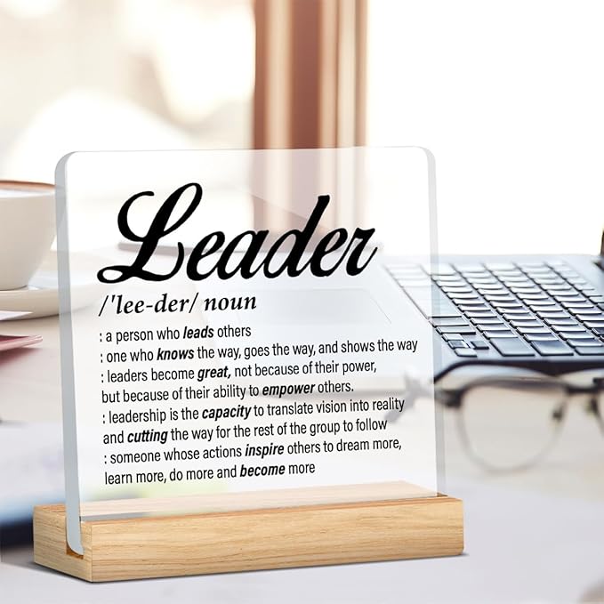 Best Leader Gifts for Women & Men - Thank You Appreciation Gifts for Boss & Mentor - Acrylic Desk Sign Office Decor
