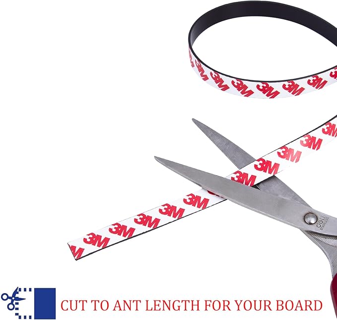 Magnetic Tape Strip Roll with 3M Self Adhesive Backing, (1 in Wide x 20 ft Long) Flexible Sticky Magnet Tape Strips for Kitchen, Garage Whiteboards and Fridge Organization