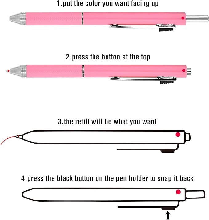 SMTTW 4-in-1 Multicolored Pen, Mechanical Pencil & Black Red Blue MetalPen, Multi ColoredPen with Portable Case & Refillable BallpointPen with Gift Box