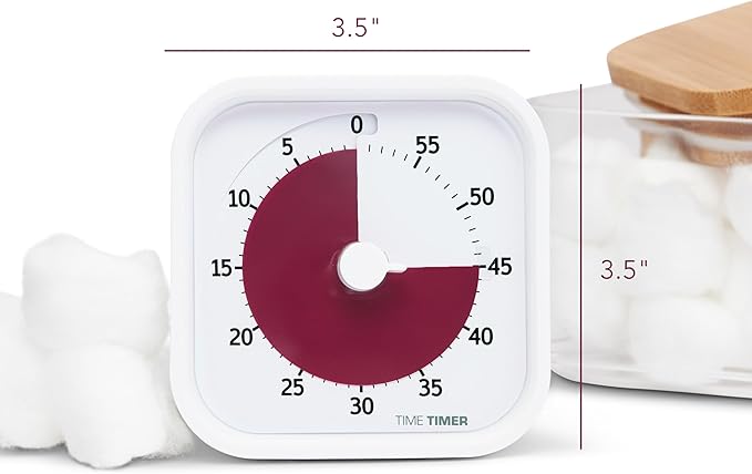 Time Timer Home MOD — 60 Minute Kids Visual Timer Home Edition — For Homeschool Supplies Study Tool, Timer for Kids Desk, Office Desk and Meetings with Silent Operation (Cotton Ball White)