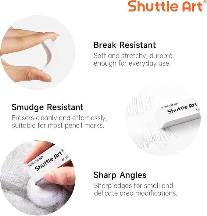 Shuttle Art White Erasers, 120 Pack Erasers Bulk, Smudge Resistant Eraser for Pencils, School Supplies for Kids, Students, Teachers, Office