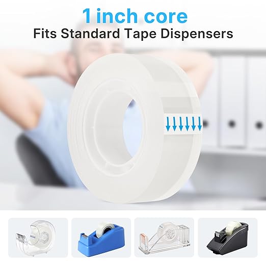 OWLKELA 36 Rolls Transparent Tape Refills, Clear Tape, All-Purpose Transparent Glossy Tape for Office, Home, School