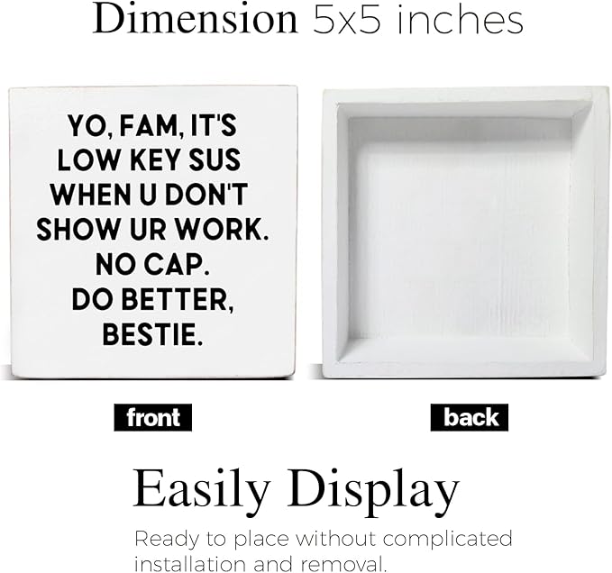 Math Science Teacher Gifts from Student, It's Lowkey Sus When U Don't Show Your Work Wood Sign, Funny Teacher Signs Decor for Classroom