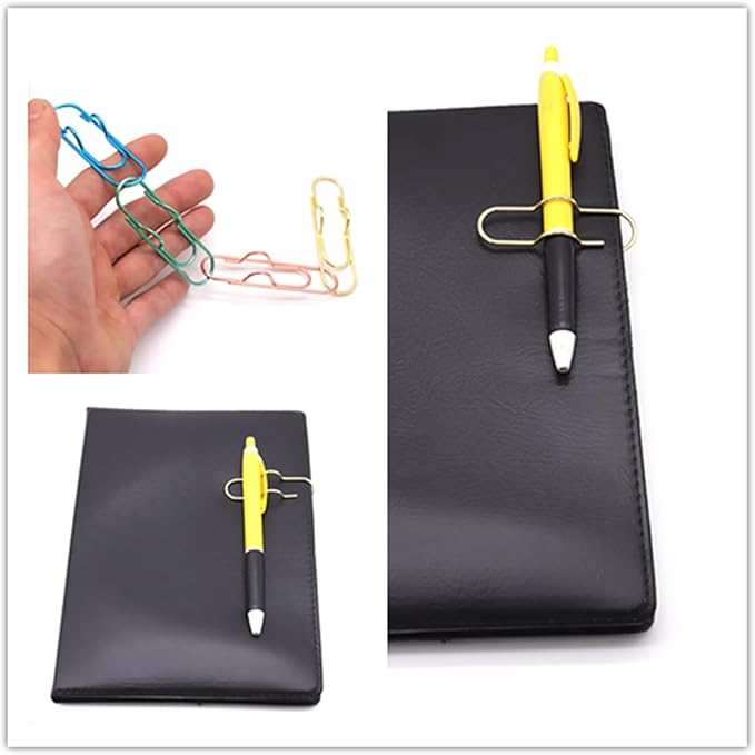 12-Pack Pen Holder Clips for Notebook, Journal, and Book, Ideal for Students, Professionals, and Teachers, Pen Loop Holder for Office and School Use (3 Gold, 3 Rose Gold, 3 Blue, 3 Green)