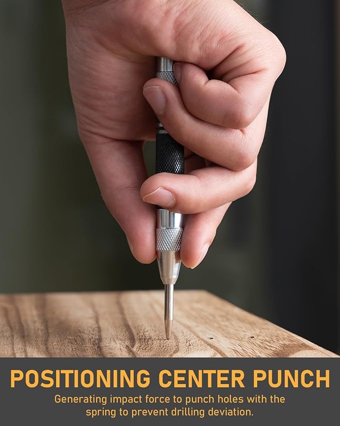 14 Pack Carpenter Pencil Set with Sharpener, Carpenter Pencils with Automatic Center Punch, Carbide Scribe Tool, Deep Hole Long-Nib Marker Pen & Construction Pencils for Architect with Pouch