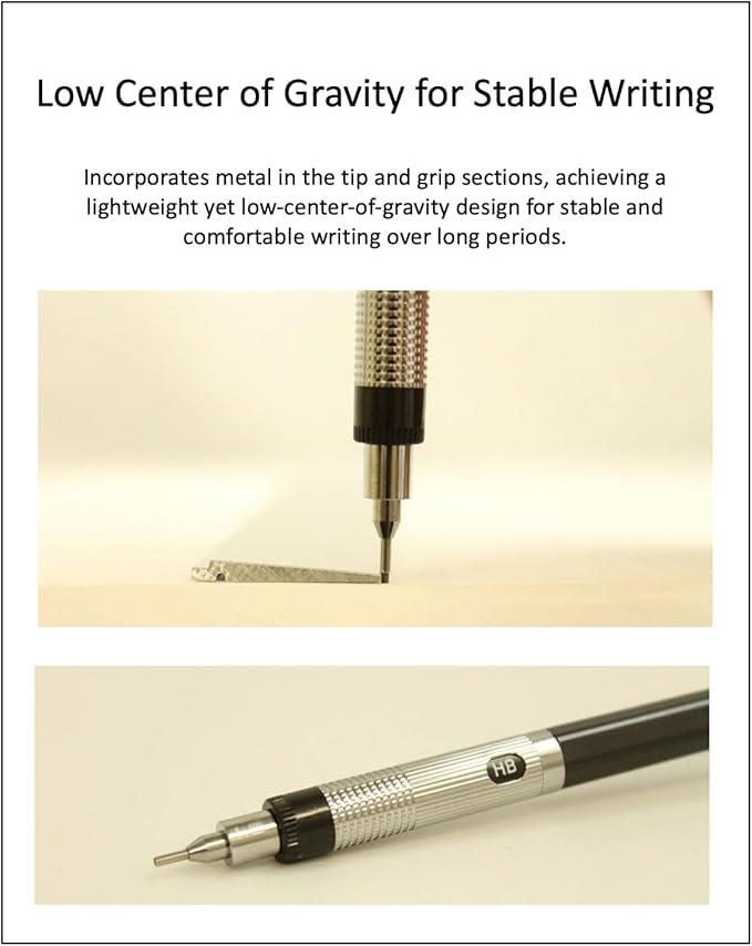 Graphlet Mechanical Drafting Pencil + Ain HB/B/2B leads, original Black slim pen case (5 sizes)