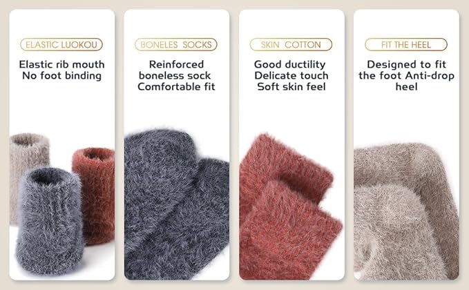 5 Pairs Fuzzy Soft Cozy Comfortable Socks for Women, Casual Sleep Comfy Socks, Perfect Warm Winter Gifts for Women