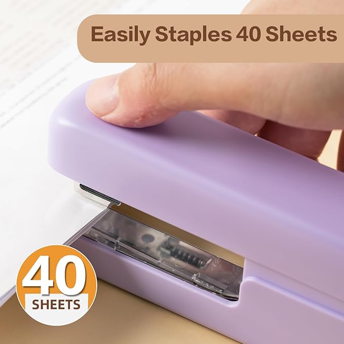 deli Stapler, Desktop Staplers with Integrated Staple Remover, 45 Sheet Capacity Office Stapler, 2 Pack, Purple
