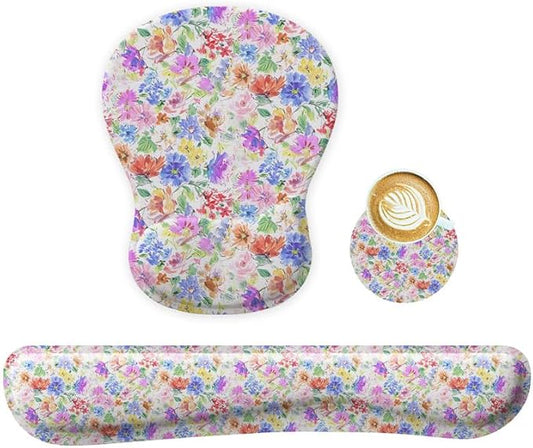 Keyboard Wrist Rest Pad and Mouse Wrist Rest Support Gaming Mouse Pad Ergonomic Gel Memory Foam Set for Computer, Laptop, Office, Pain Relief, Comfortably Typing (KM-38)