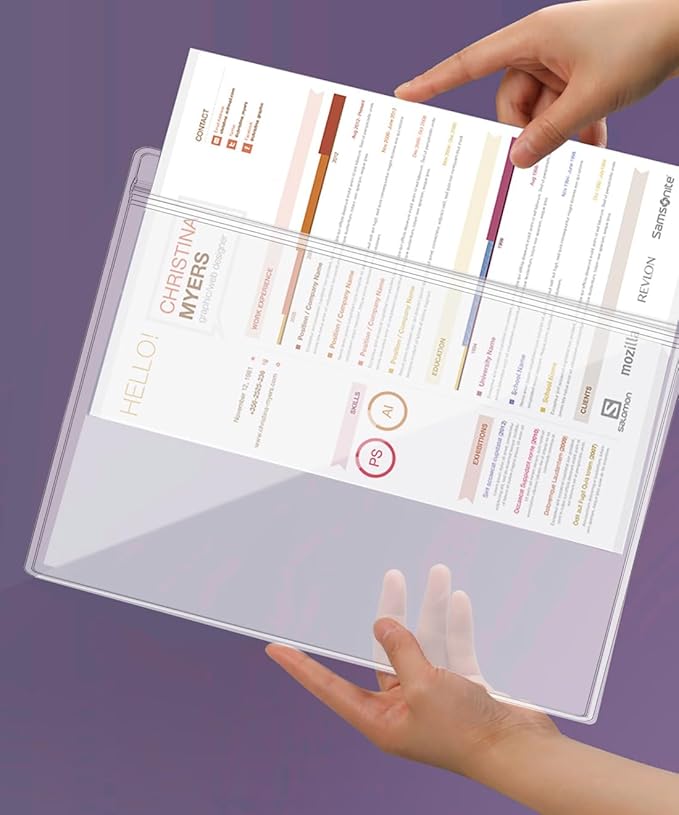 Bird Fiy Sheet Protectors 10 Pack 8.5" x 11" Waterproof Resealable Zip Wall Sign Holder Page Protectors Clear Photo Plastic Sleeves for Documents, Photos, and Wall Sign Display (Horizontal, 10 Pack)